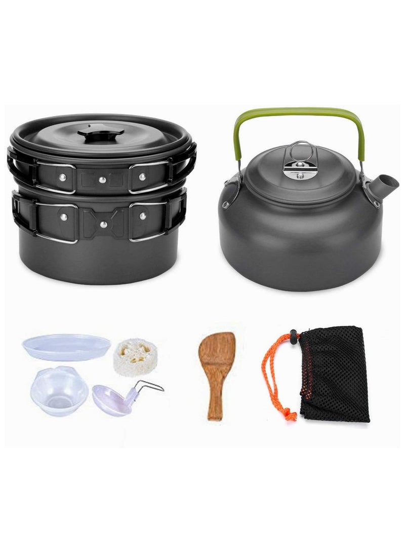 9-Piece Cookware Set Outdoor Camping Cooking Kit | Portable, Lightweight Nonstick Pan & Pot Set with Carry Bag | Ideal for Backpacking, Hiking, Travel | Compact & Durable  - Image 1