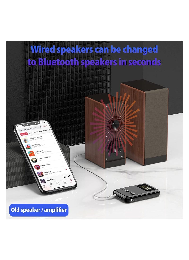 SYOSI - Bluetooth Transmitter Bluetooth Receiver with LCD Screen, Audio V5.0 Bluetooth Adapter, for TV to Headphones, 4 in 1 Wireless AUX Adapter, for TV Car PC Home Theater Speakers MP3 Player - Image 1