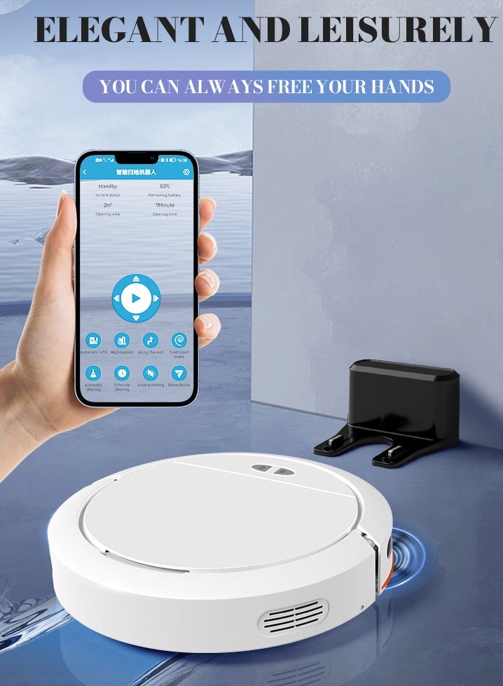 الرائد مكنسة روبوتية، شفط خالي من التشابك، 120 دقيقة وقت التشغيل، نحيفة، هادئة، مكنسة روبوتية ذات شحن ذاتي، مثالية لشعر الحيوانات الأليفة والأرضيات الصلبة - Image 3