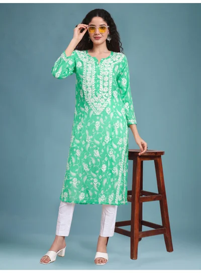Alaya Hand Embroidered Chikankari Mulmul Cotton Kurta-AL4072