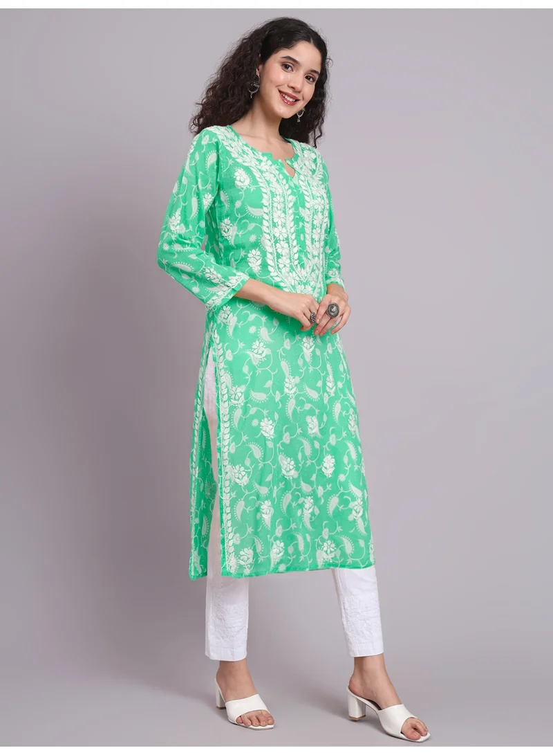 Alaya Hand Embroidered Chikankari Mulmul Cotton Kurta-AL4072