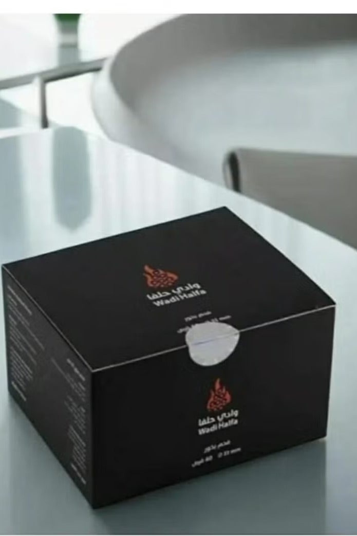 فحم بخور وادي حلفا الأسود دائري كبير الحجم سريع الاشتعال 33 مم علبة تحتوي على 60 قطعة