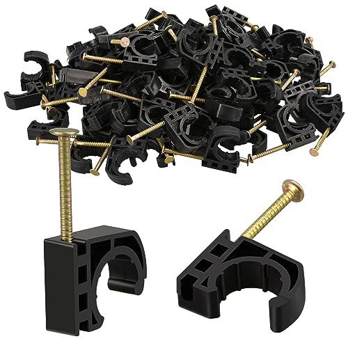 PXZBLG 100 Pack 1/2" Half Clamps J-Hook with Nails Set, J Clamps for PEX, Copper, CPVC Tubing Connections - Image 1