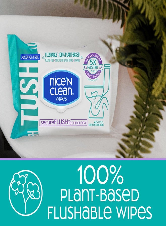Nice 'N Clean SecureFLUSH Flushable Wet Wipes (42 Count - 6 Packs) | Moist Toilet Tissue with Moisturizing Aloe & Vitamin E | 0% Alcohol Formula for Sensitive Skin | Butt Wipes for Adults - Image 4