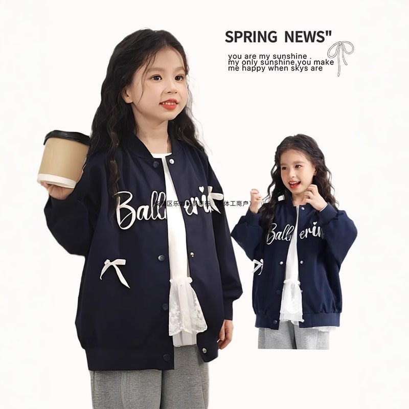 South Korea Girls Baseball Coat Children'S Casual Spring Korean Embroidered Top - Image 3