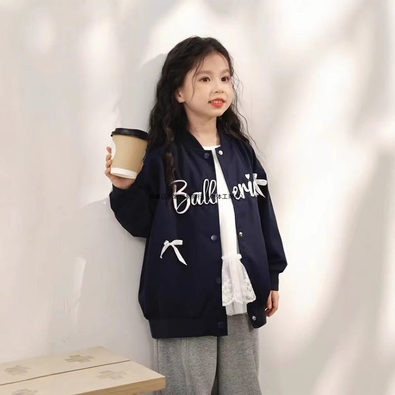 South Korea Girls Baseball Coat Children'S Casual Spring Korean Embroidered Top - Image 4