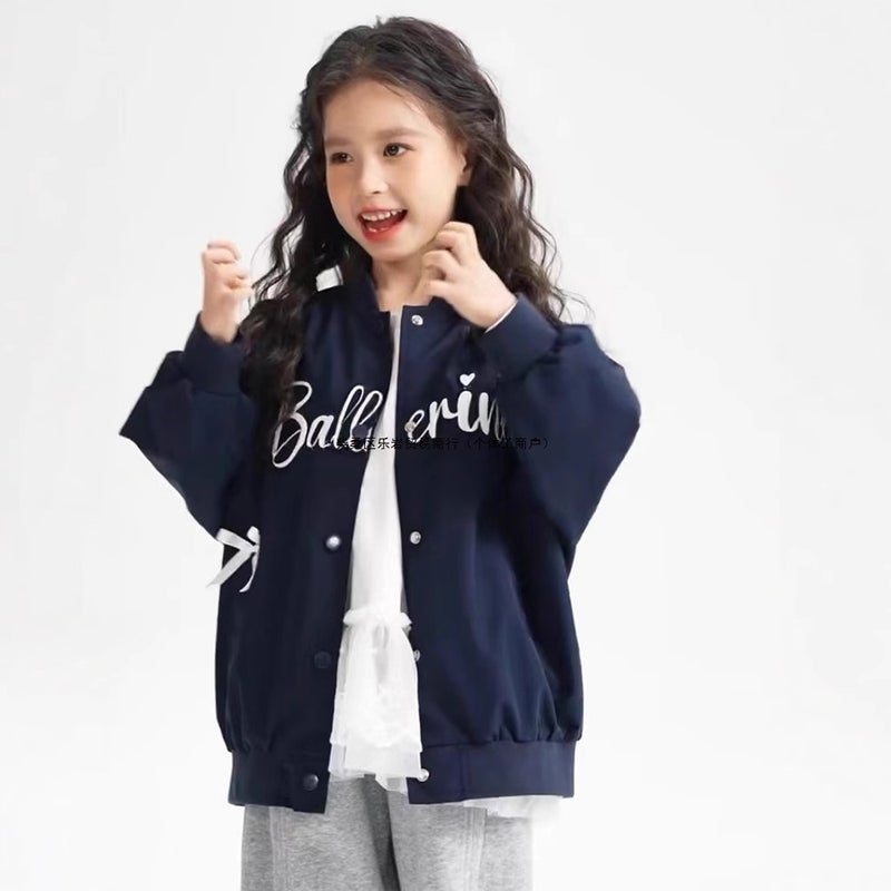 South Korea Girls Baseball Coat Children'S Casual Spring Korean Embroidered Top - Image 5