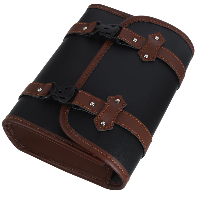 Motorcycle Saddle Bag Handlebar Tool Bag Set Durable Storage Organizer Black Gray - Image 2