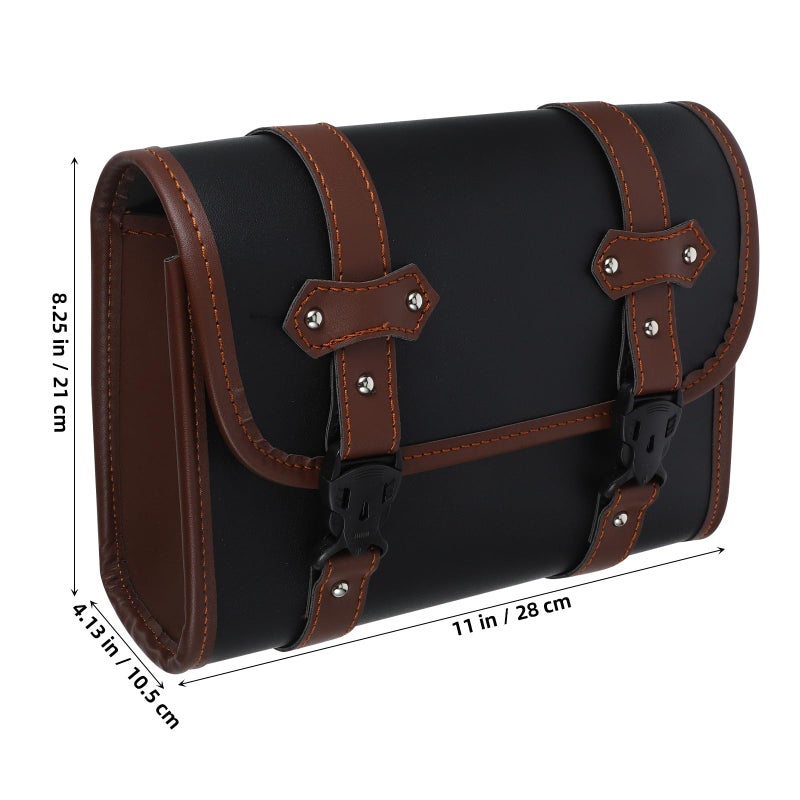 Motorcycle Saddle Bag Handlebar Tool Bag Set Durable Storage Organizer Black Gray - Image 3