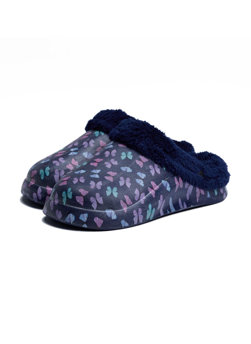 Onda Onda Mega butterfly Fur-lined slipper for Women - Navy  - Image 1