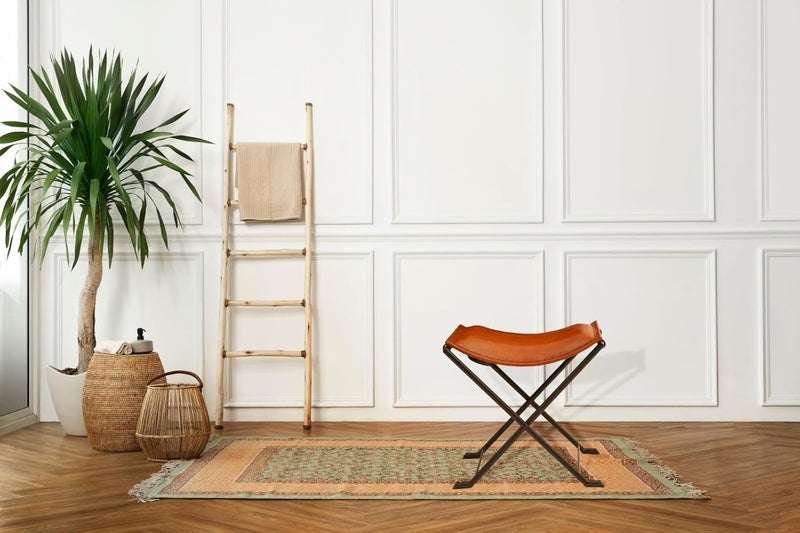 Orbit Art Gallery Orbit Art Gallery Butler Melton Tan Brown Leather Stool Tabouret Hunting Camping Chair Leisure Folding Living Room Handmade Folding Stool  - Image 2