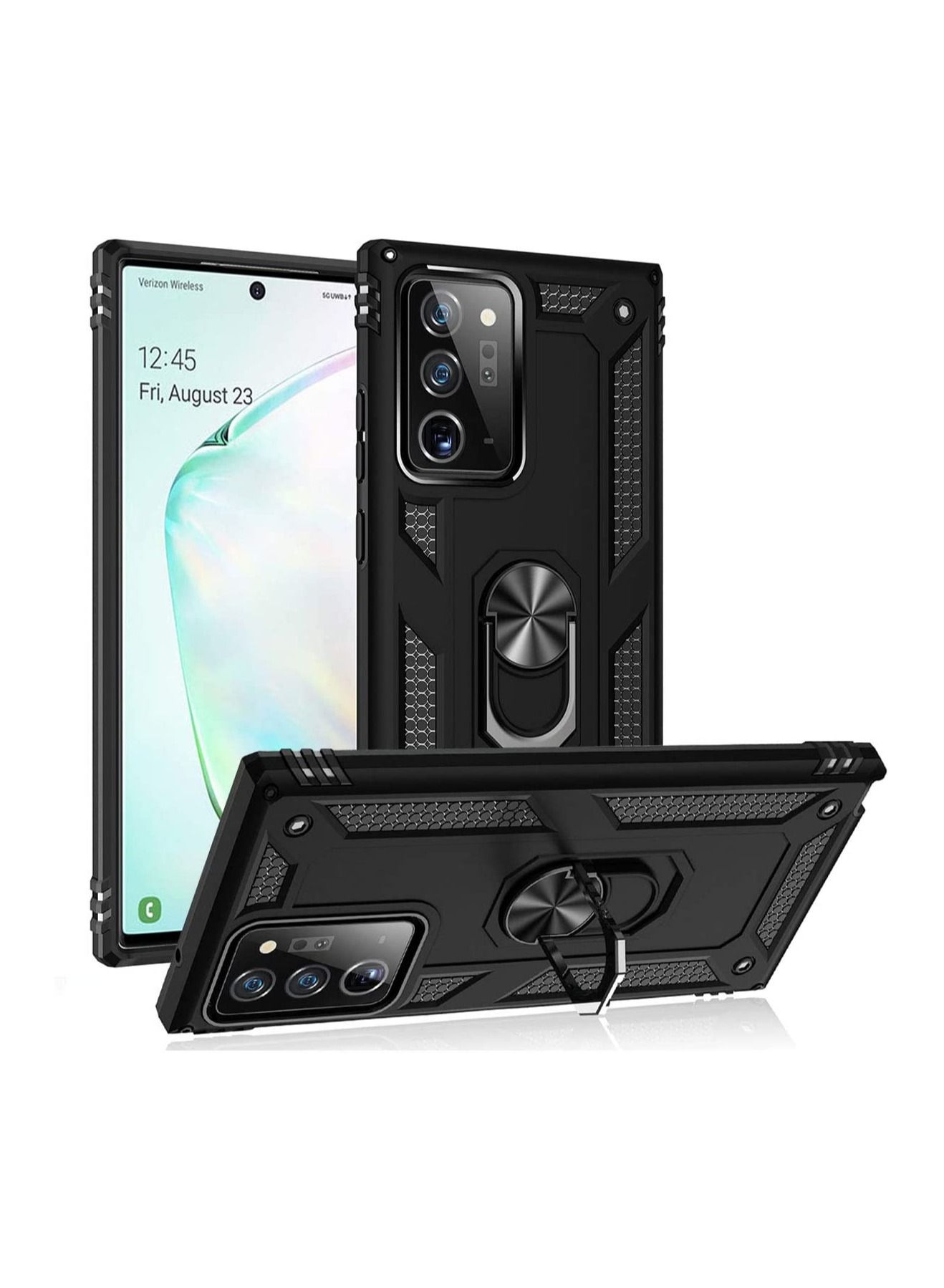 SYOSI Note 20 Ultra Case, Case for Samsung Note 20 Ultra, Military Grade Protective Cases Cover with Ring Car Mount Kickstand for Samsung Galaxy Note 20 Ultra, Car Ring Bracket Anti-fall Cover (Blue)