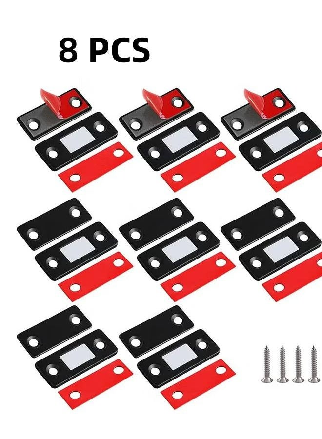 8Pcs Cabinet Magnetic Catchs Ultra Thin Cabinet Door Magnets Stick on Drawer Magnets Cabinet Latch Magnetic Closures for Cabinets Kitchen Closet Door Closing Magnetic Door Catch Closer Black - Image 1