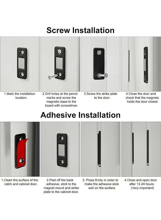 8Pcs Cabinet Magnetic Catchs Ultra Thin Cabinet Door Magnets Stick on Drawer Magnets Cabinet Latch Magnetic Closures for Cabinets Kitchen Closet Door Closing Magnetic Door Catch Closer Black - Image 2