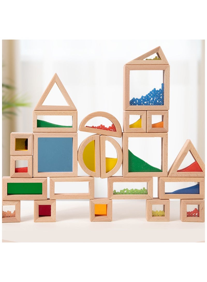 general Children light translucent color cognitive shape building variety acrylic rainbow building block educational toys - Image 1