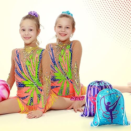 Abbylike 49 Pcs Gymnastics Party Favor Set 12 Makeup Bag 12 Bracelet 12 Drawstring Backpack 12 Hair Ties 1 Set Gymnastic Stickers for Women Girl Gym Sport Yoga - Image 4