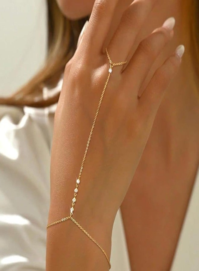 Your Always Charm Hand Chain for Women Ring Bracelet Hand Chain Dainty Gold Finger Ring Slave Bracelet Zircon Hands Cubic Zirconia Body Jewelry Jewelry Gifts Trendy Stuff - Image 3