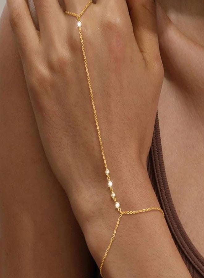 Your Always Charm Hand Chain for Women Ring Bracelet Hand Chain Dainty Gold Finger Ring Slave Bracelet Zircon Hands Cubic Zirconia Body Jewelry Jewelry Gifts Trendy Stuff - Image 2
