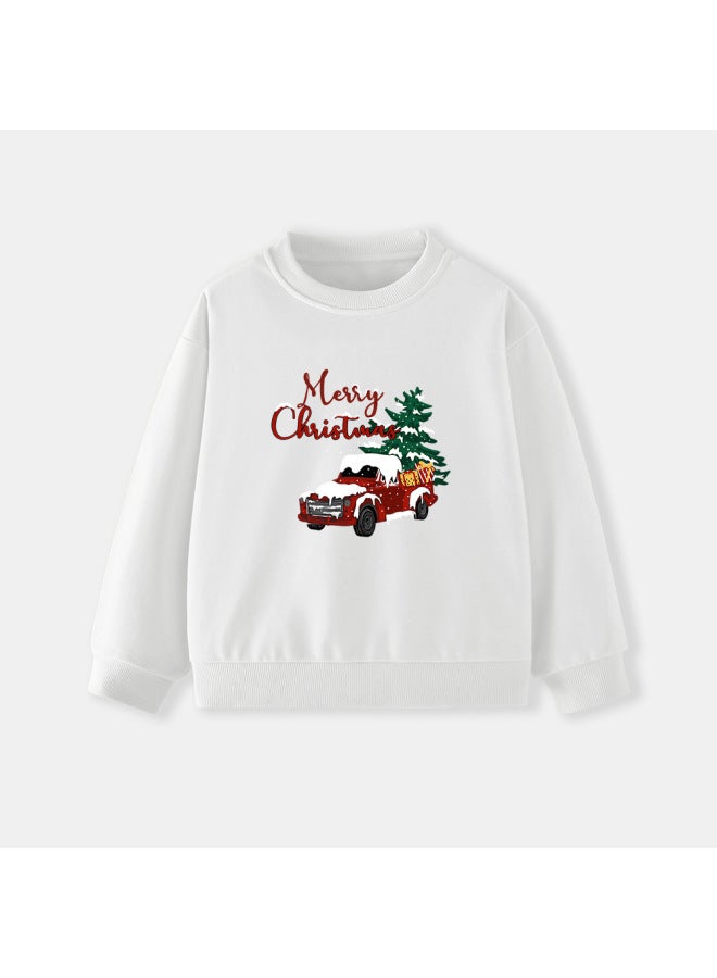 Little Bitty Children's Autumn Style Sweatshirt Knitted New Christmas Round Neck Long Sleeve Car Print Clothing - Image 1
