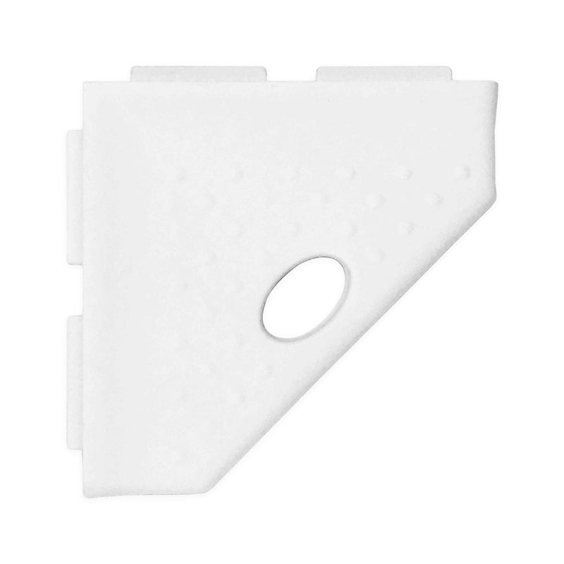 Questech Decor Shower Footrest  Wall Mounted Corner Shower Shaving Shelf  Lugged for New Construction  Shower Corner Shelf for Tiled Walls  5 Inch Geo Lugged  Bright White Matte - Image 1