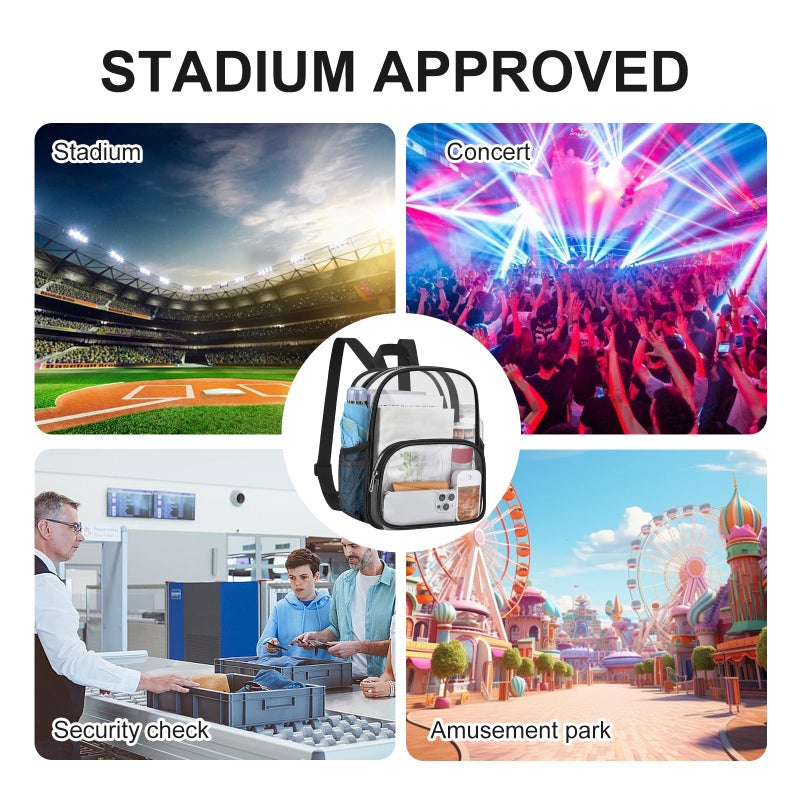 USPECLARE Clear Backpack for Stadium Events Small Clear Backpack 11.5x9.5x6 for Concert Sport Events Work Travel - Image 3