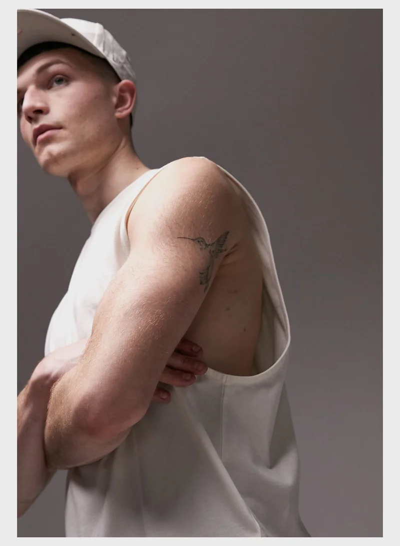 TOPMAN Topman Classic Fit Smart Tank In Ecru