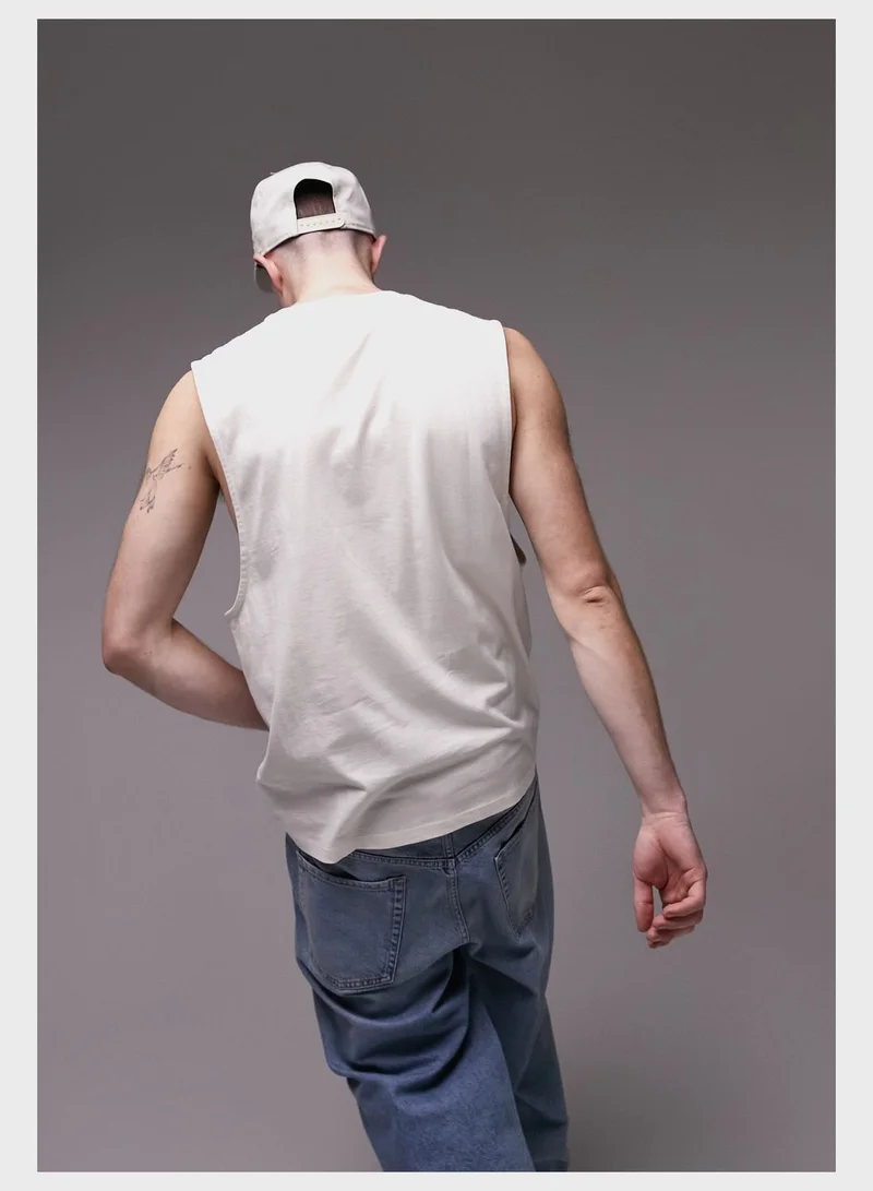 TOPMAN Topman Classic Fit Smart Tank In Ecru