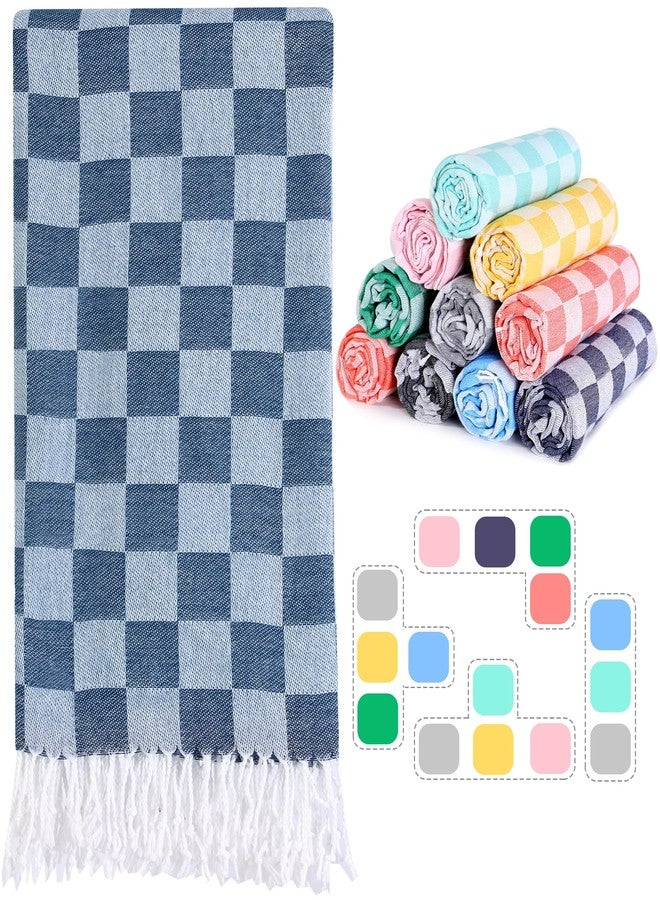 Antfuny Checkered Plaid Turkish Beach Towel Bath Towels Quick Dry Soft Absorbent Men Birthday Gift for Dad Father Papa Husband Brother Uncle Stepfather Boyfriend Bf Father Law Godfather Boss Grandpa Friend - Image 1