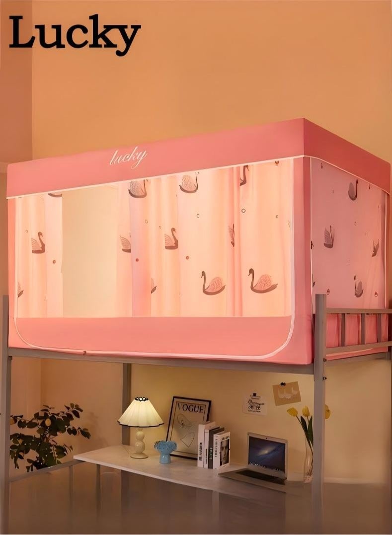 Lucky Bed Canopy Tents Curtain Blackout Curtain Single Bed Tent Curtain Student Shading Cloth Bed Canopy Mosquito Net Student Sleep Privacy Protection - Image 1