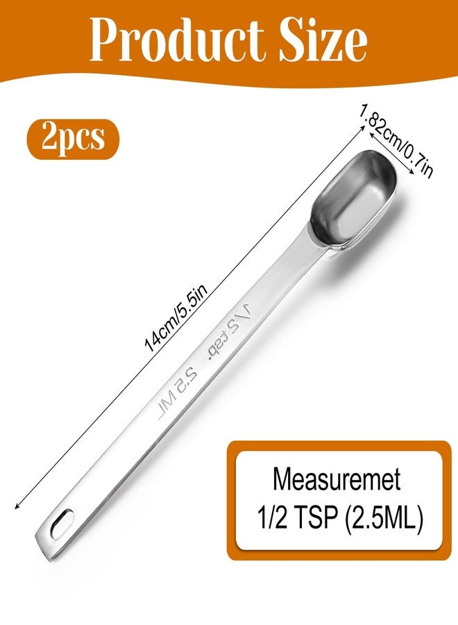 WJIAAA 2 Pcs 1/2 Teaspoon Stainless Steel Single Measuring Spoon 2.5 ML Teaspoon Individual Rectangular Measuring Spoons(2.5 mL, 2.5 cc, 1/2 Tablespoon) Kitchen Gadgets for Baking Cooking - Image 2