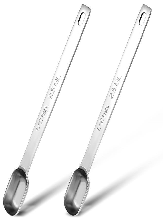 WJIAAA 2 Pcs 1/2 Teaspoon Stainless Steel Single Measuring Spoon 2.5 ML Teaspoon Individual Rectangular Measuring Spoons(2.5 mL, 2.5 cc, 1/2 Tablespoon) Kitchen Gadgets for Baking Cooking - Image 1