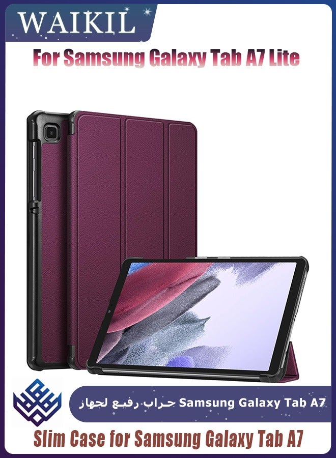 WAIKIL Slim Case for Samsung Galaxy Tab A7 Lite 8.7 Inch 2021 (SM-T220/T225/T227), Ultra-Thin Lightweight Hard Shell with Tri-Fold Stand, Purple - Image 1