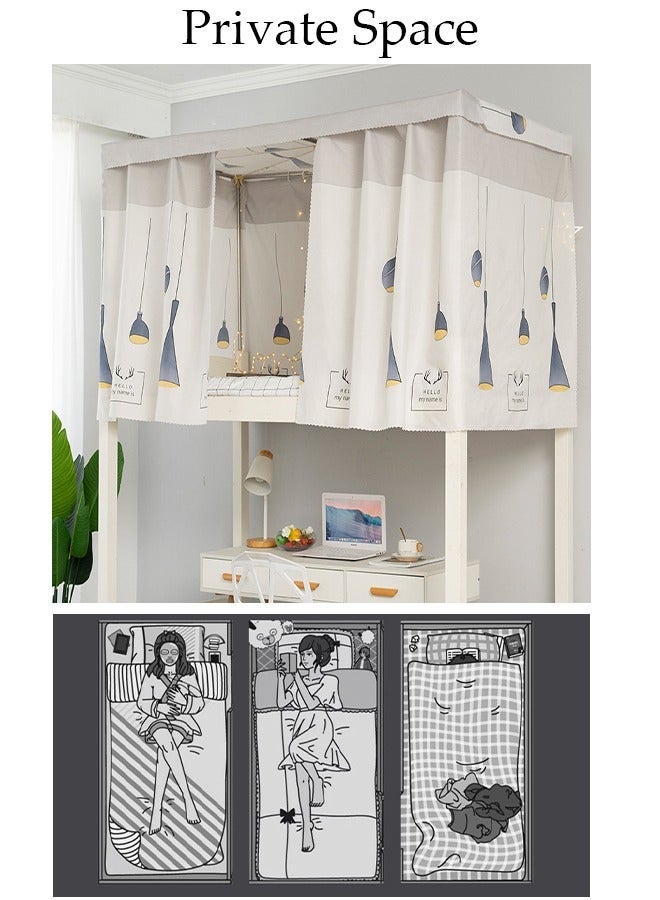 DUNISO Blackout Upper Berth Bunk Bed Curtains Dormitory Room Lightproof Decorative Roommate Privacy Cover Canopy Photo Background Decor Backdrop Blackout Curtain 3 Panels with a Top - Image 5