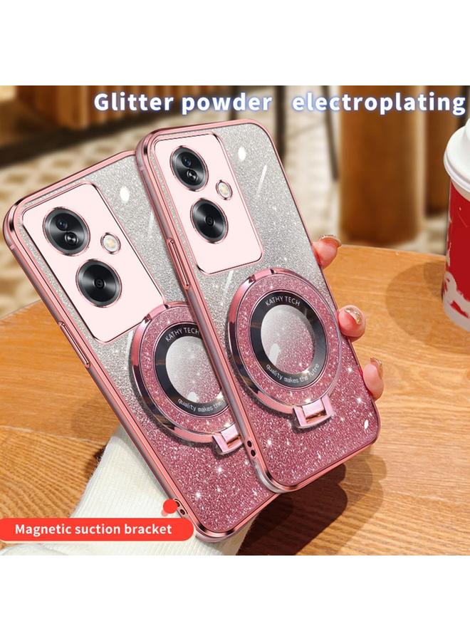 S-TOP Case For OPPO A2 5G / A79 Plated Gradient Glitter Round Holder TPU Phone Case - Image 3