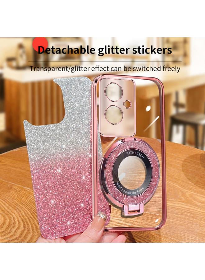 S-TOP Case For OPPO A2 5G / A79 Plated Gradient Glitter Round Holder TPU Phone Case - Image 4