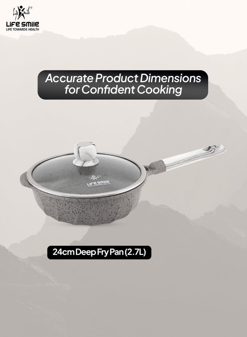 Life Smile 24cm Deep Fry Pan (2.7L) with Induction Bottom – Suitable for All Cooktops - Image 3