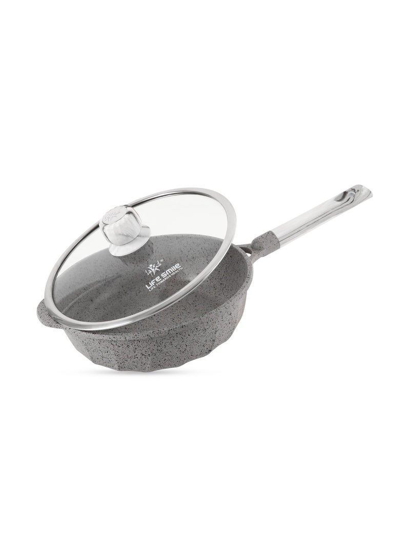 Life Smile 24cm Deep Fry Pan (2.7L) with Induction Bottom – Suitable for All Cooktops - Image 1