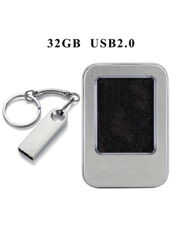 32GB Silvery USB 2 0 Flash Drive High Speed Data Transfer Keychain For Car Music Office - Image 1