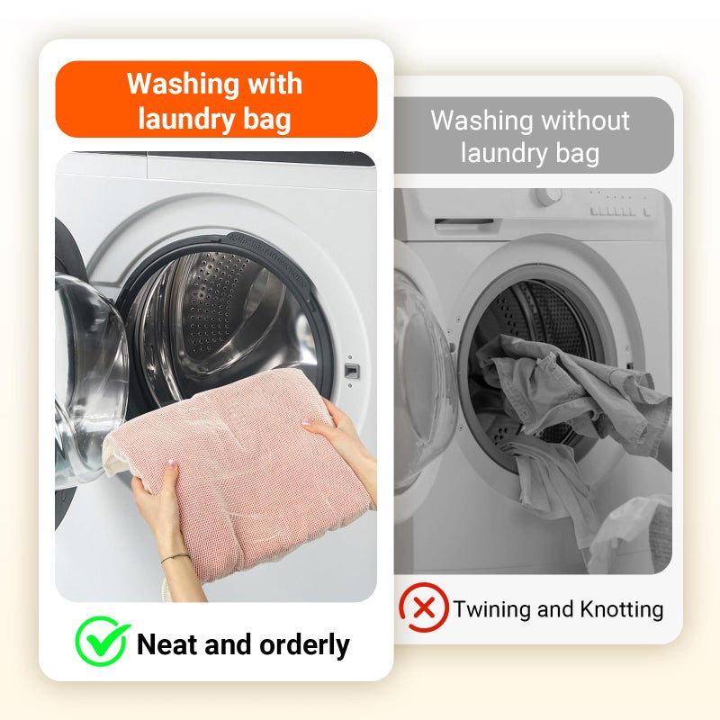 Meeall 6Pcs Organic Cotton Mesh Laundry Bags for Delicates, Durable Mesh Wash Bags, Sturdy Zipper Laundry Bag for Underwear, Clothes, Shoes, Socks, (3 Large, 3 Medium) - Image 2