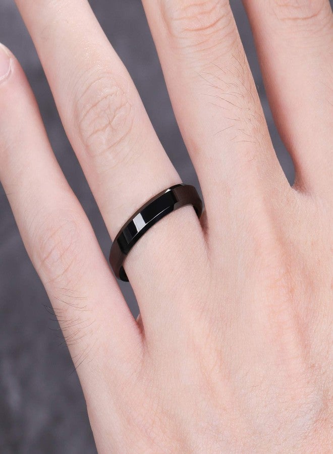 TRUMIUM 4mm Black Tungsten Ring for Women Thin High Polished Beveled Edge Engagement Wedding Band Comfort Fit Size 8 - Image 5