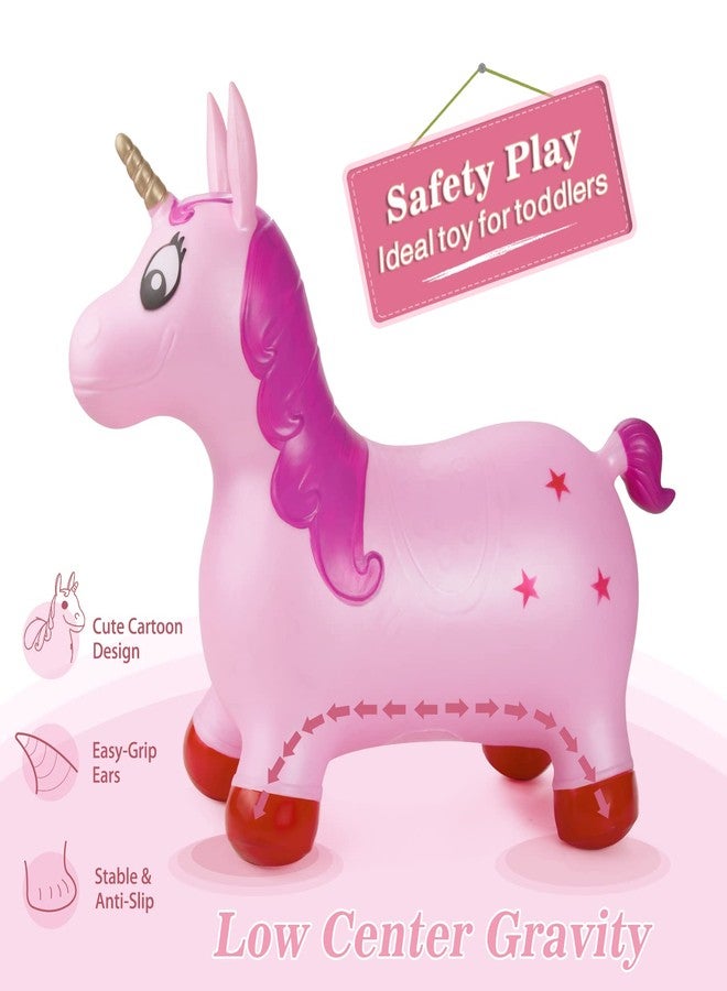 INPANY Pink Unicorn Hopper, Horse Hopper, Bouncy Inflatable Animal Ride-on Toy for Children, Boys and Girls, Toddlers (Pump Included) - Image 2