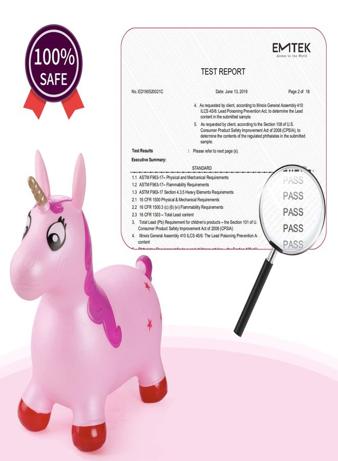 INPANY Pink Unicorn Hopper, Horse Hopper, Bouncy Inflatable Animal Ride-on Toy for Children, Boys and Girls, Toddlers (Pump Included) - Image 5