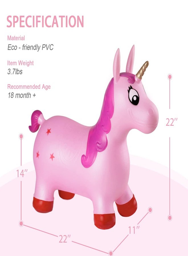 INPANY Pink Unicorn Hopper, Horse Hopper, Bouncy Inflatable Animal Ride-on Toy for Children, Boys and Girls, Toddlers (Pump Included) - Image 3