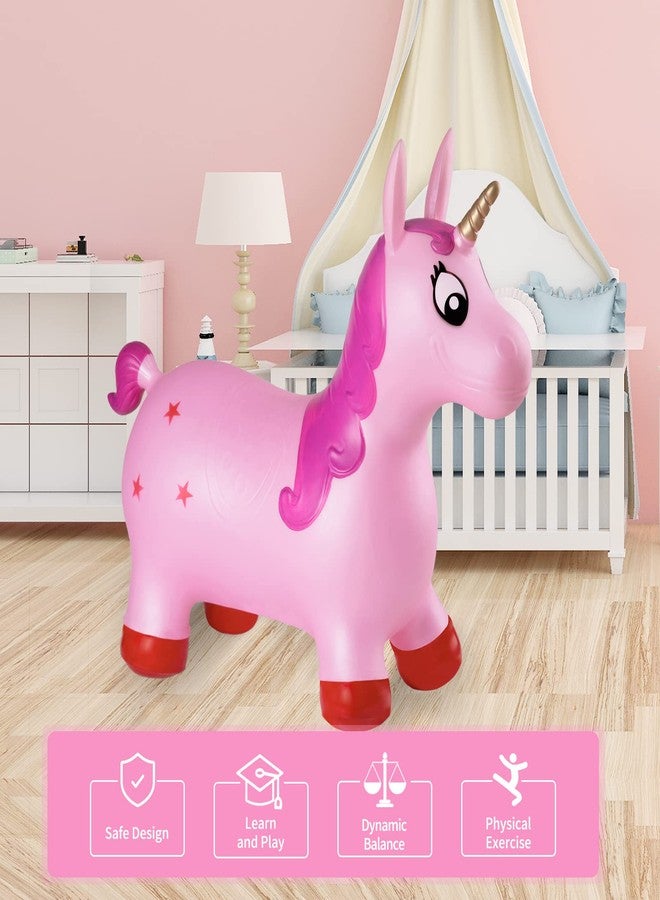 INPANY Pink Unicorn Hopper, Horse Hopper, Bouncy Inflatable Animal Ride-on Toy for Children, Boys and Girls, Toddlers (Pump Included) - Image 4