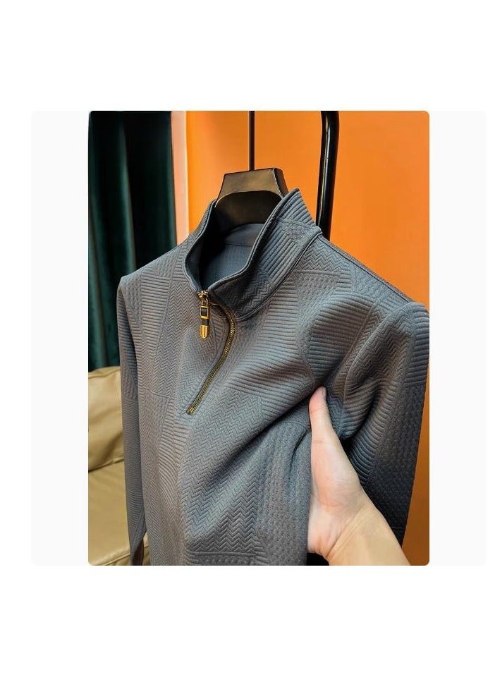 Men's Long Sleeved T-Shirt Lose Casual Pullover Base Hoodie  - Image 1