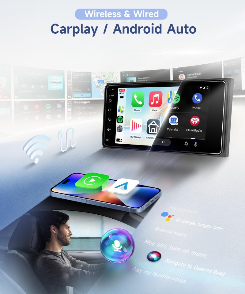 Podofo راديو سيارة ستيريو 8 CORE 4G+64G لتويوتا كورولا 2003-2008/كامري 2002-2006/هايلاندر 2001-2007/RAV4 2001-2005، وايرلس كار بلاي/أندرويد أوتو 7" شاشة لمس IPS أندرويد 13 GPS واي فاي DSP كاميرا - Image 2