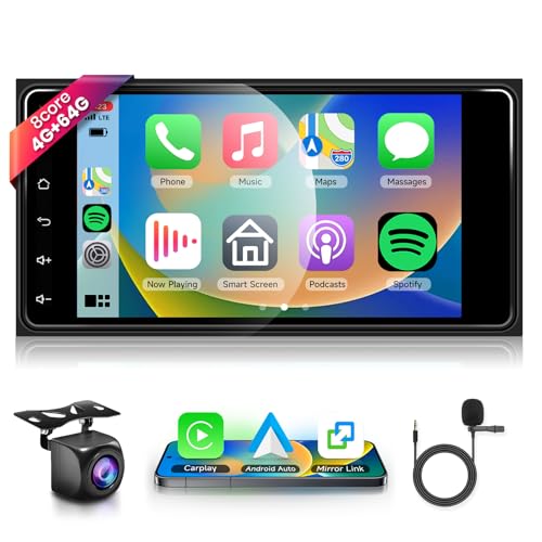Podofo راديو سيارة ستيريو 8 CORE 4G+64G لتويوتا كورولا 2003-2008/كامري 2002-2006/هايلاندر 2001-2007/RAV4 2001-2005، وايرلس كار بلاي/أندرويد أوتو 7" شاشة لمس IPS أندرويد 13 GPS واي فاي DSP كاميرا - Image 1