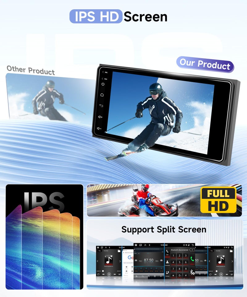 Podofo راديو سيارة ستيريو 8 CORE 4G+64G لتويوتا كورولا 2003-2008/كامري 2002-2006/هايلاندر 2001-2007/RAV4 2001-2005، وايرلس كار بلاي/أندرويد أوتو 7" شاشة لمس IPS أندرويد 13 GPS واي فاي DSP كاميرا - Image 5