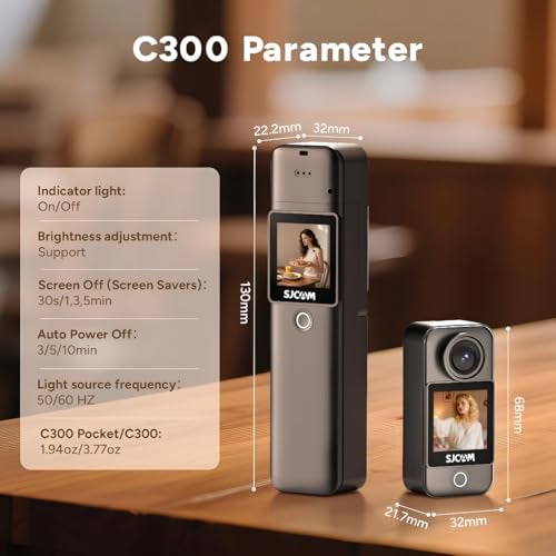 SJCAM C300 4K30fps 20MP Action Camera with Handheld Grip | 6axis gyro, Backup Upto 6 Hours, 1.33in Dual Touch Screen | 2.4G,5G Wi-Fi, Super Night Vision, 30M Waterproof for Live Steaming Vlog | Black - Image 5