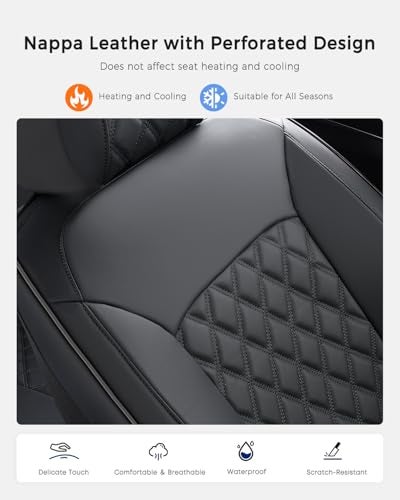 Huidasource Front Seat Covers, 5 Layers Car Seat Covers Front Seats, Driver Seat Cover Leather, Front Seat Cover 360° Full Package Universal Fit for Most Cars, Vans, Trucks, SUVs (Front Pair/Black) - Image 3